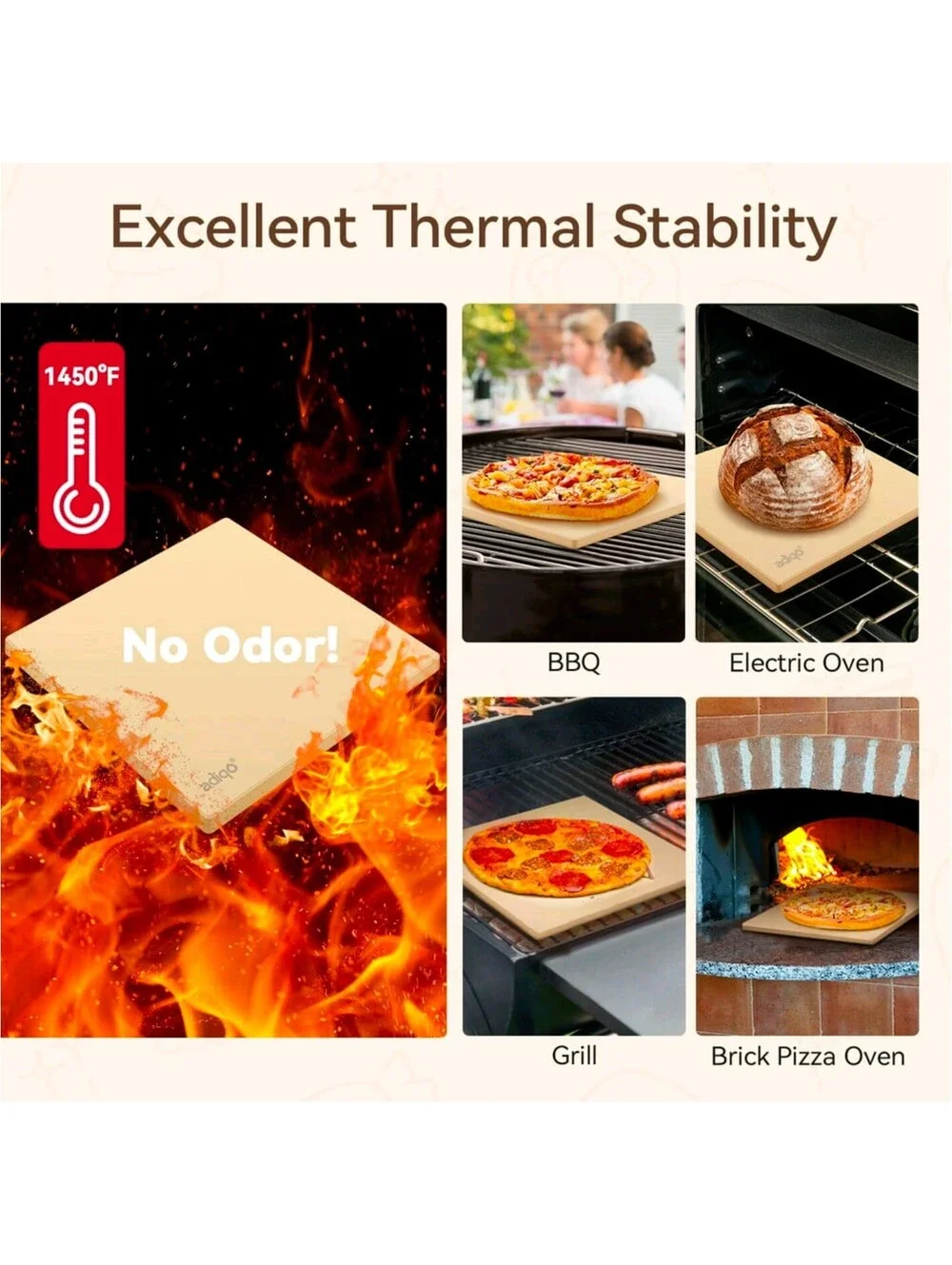 ADIQO 12in Square Pizza Stone